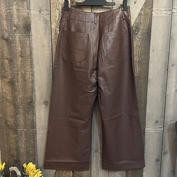 NWT Anthropologie Maeve The Colette Brown Cropped Wide-Leg Faux Leather Pants - Picture 9 of 12